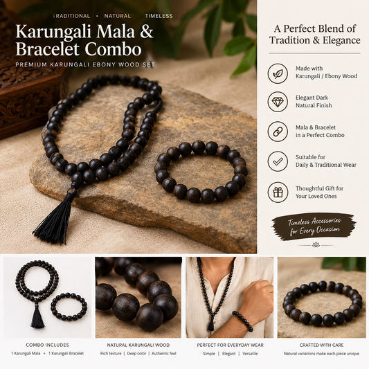 Karungali Mala & Bracelet Combo – Traditional Elegance, Timeless Style